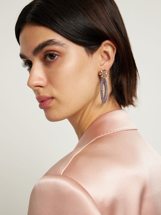 Amina Muaddi: Daisy crystal hoop earrings - Tanzanite/Peach - women_1 | Luisa Via Roma