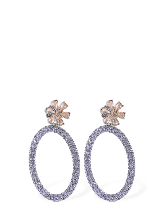 Amina Muaddi: Daisy crystal hoop earrings - Tanzanite/Peach - women_0 | Luisa Via Roma