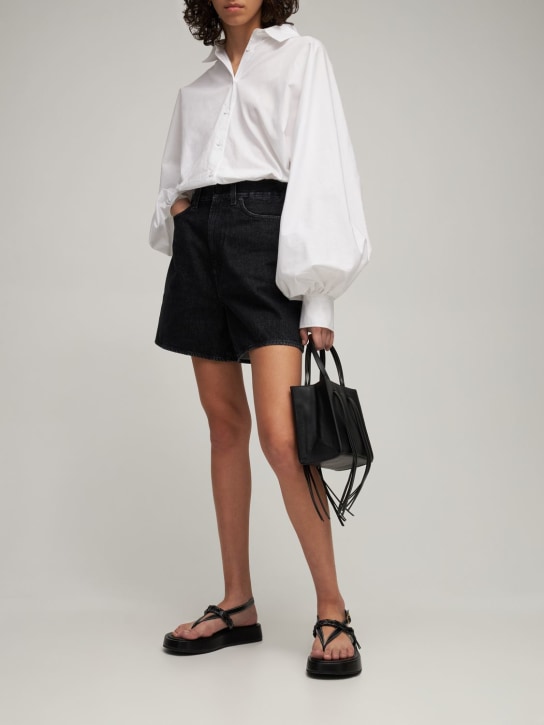 Made In Tomboy: Aisha cotton denim high rise shorts - Black - women_1 | Luisa Via Roma