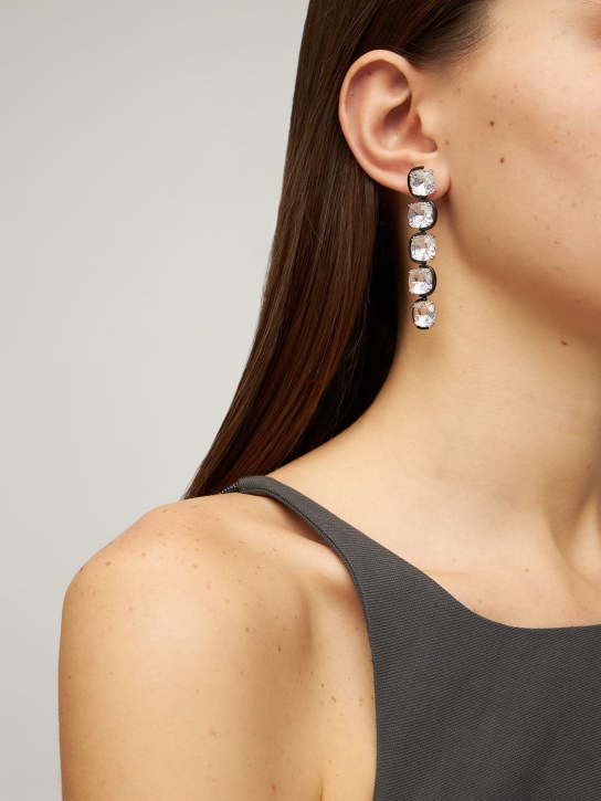 Swarovski: Harmonia Swarovski drop earrings - Crystal/Silver - women_1 | Luisa Via Roma