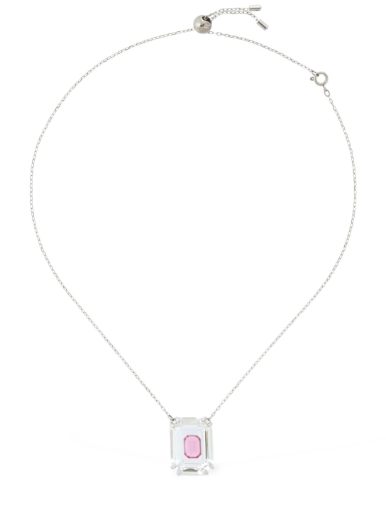 Swarovski: Chroma Swarovski octagon cut necklace - Silver/Pink - women_1 | Luisa Via Roma