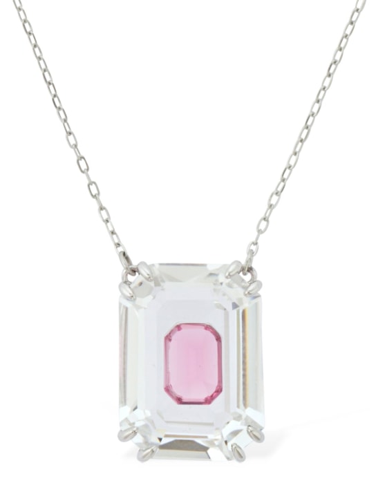 Swarovski: Chroma Swarovski octagon cut necklace - Silver/Pink - women_0 | Luisa Via Roma