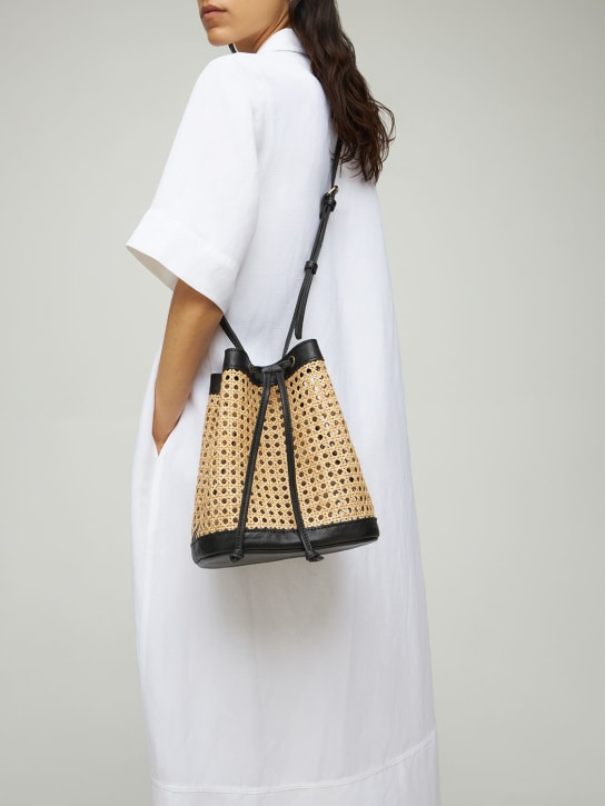 Bembien: Benna rattan & leather bucket bag - women_1 | Luisa Via Roma