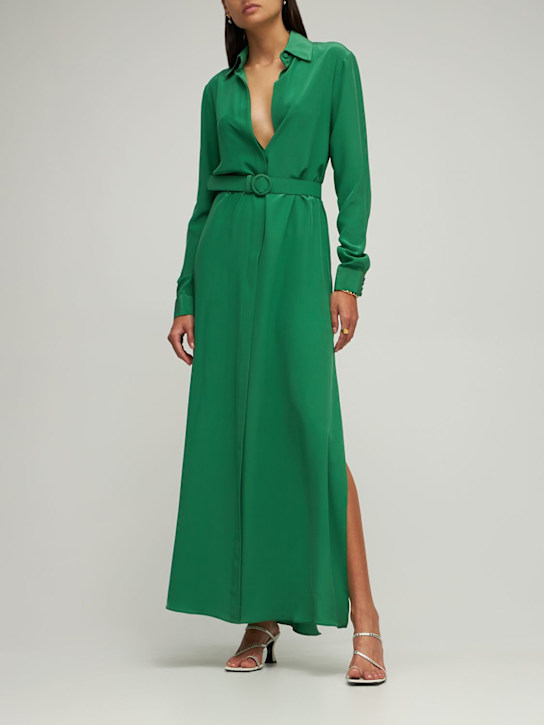 Costarellos: Silk crepe kaftan dress - Green - women_1 | Luisa Via Roma