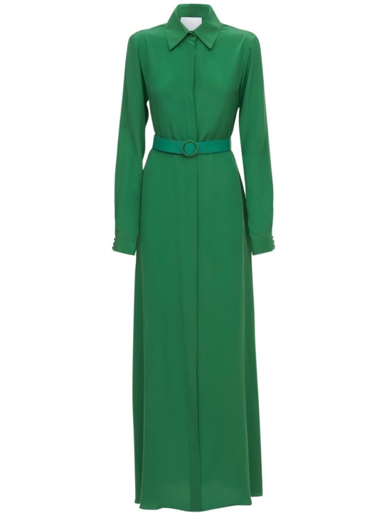 Costarellos: Silk crepe kaftan dress - Green - women_0 | Luisa Via Roma