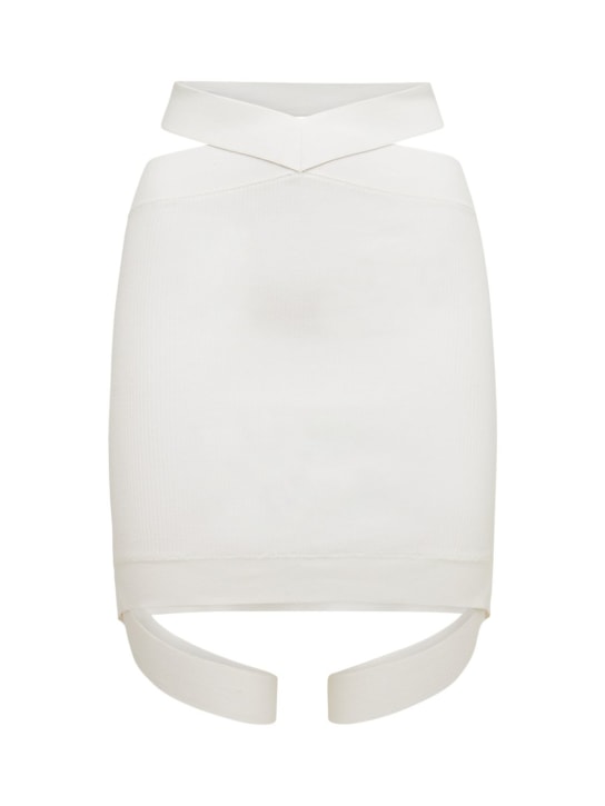 Dion Lee: LVR独家人造丝针织迷你短裙 - 象牙色 - women_0 | Luisa Via Roma