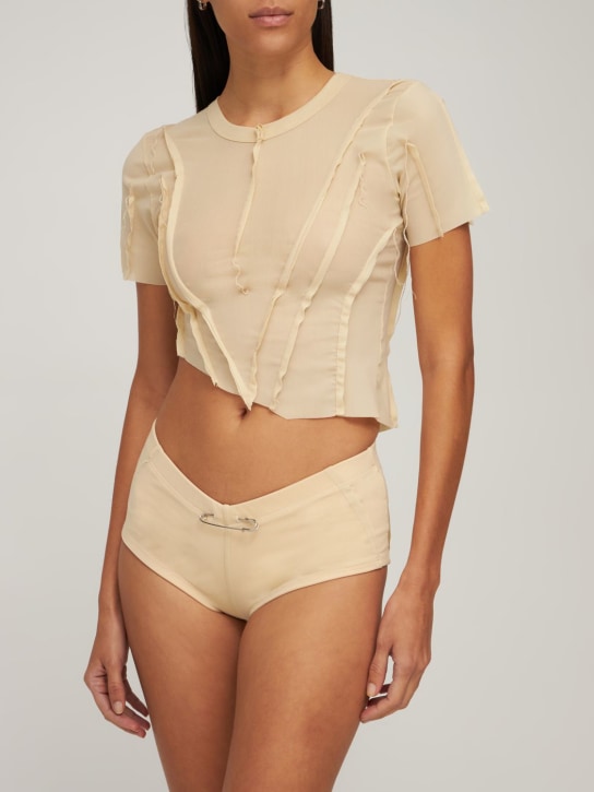 Sami Miro Vintage: Asymmetric mesh t-shirt - Bej - women_1 | Luisa Via Roma