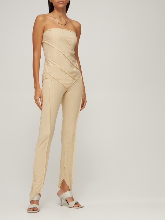 Sami Miro Vintage: Pantalon asymétrique en mesh - Beige - women_1 | Luisa Via Roma