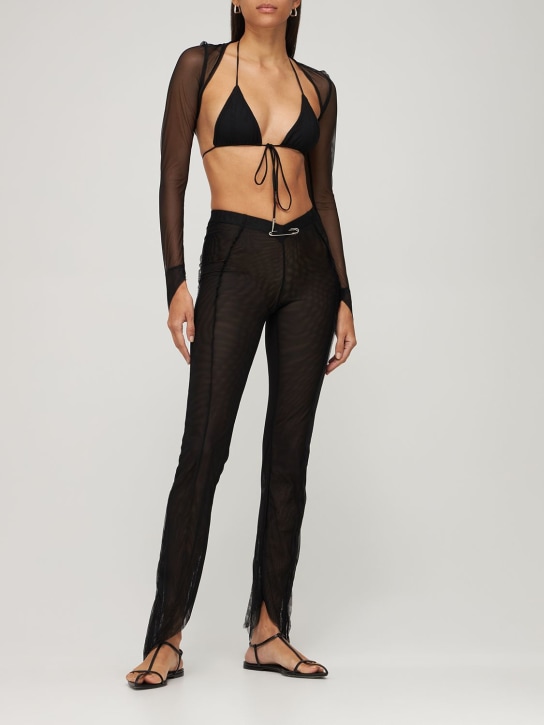 Sami Miro Vintage: 不对称网眼裤子 - 黑色 - women_1 | Luisa Via Roma