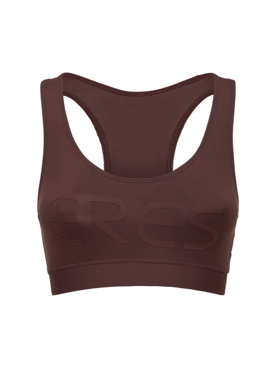 Eres: Sporty stretch jersey logo bralette - Brown - women_0 | Luisa Via Roma