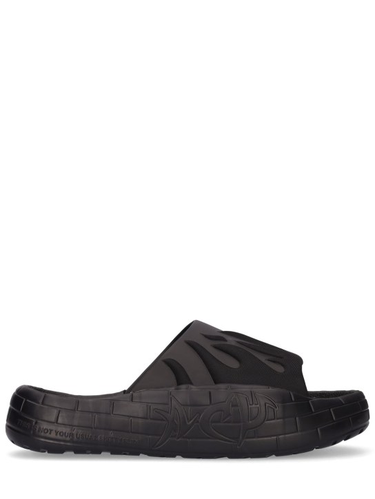 Acupuncture: Rubber NYU slide sandals - Black - men_0 | Luisa Via Roma