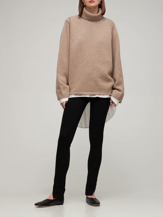 Toteme: Wool & cashmere turtleneck sweater - Beige - women_1 | Luisa Via Roma
