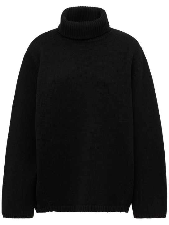 Toteme: Wool & cashmere turtleneck sweater - Siyah - women_0 | Luisa Via Roma