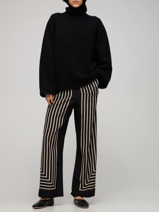 Toteme: Wool & cashmere turtleneck sweater - Black - women_1 | Luisa Via Roma