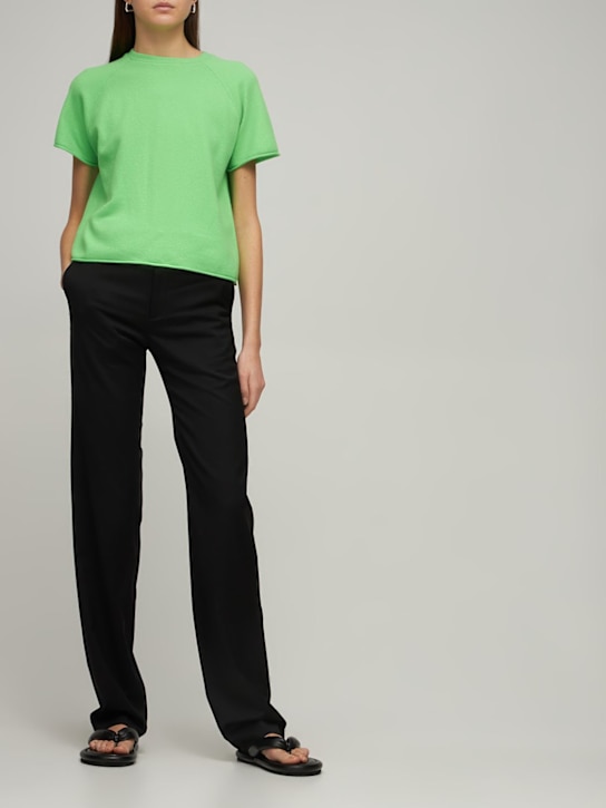 Extreme Cashmere: Teddy cropped cashmere blend top - Green - women_1 | Luisa Via Roma