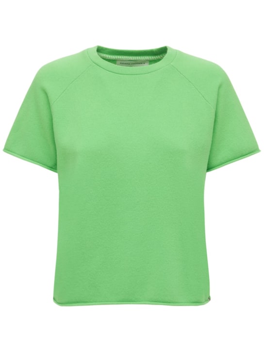 Extreme Cashmere: Teddy cropped cashmere blend top - Green - women_0 | Luisa Via Roma