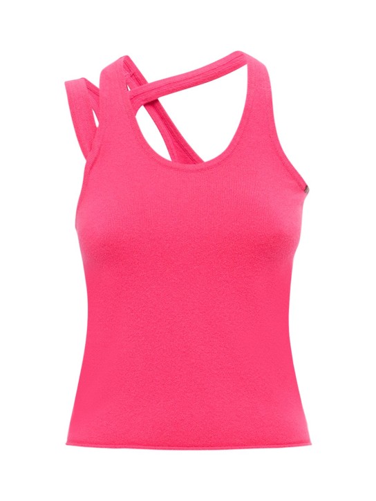 Extreme Cashmere: Top asimmetrico Raver in misto cashmere - Fucsia - women_0 | Luisa Via Roma