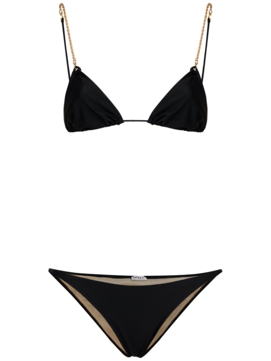 Dolla Paris: Dolores two-piece bikini w/chain - Black - women_0 | Luisa Via Roma