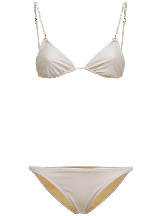 Dolla Paris: Bikini avec petites perles Dolores - Blanc - women_0 | Luisa Via Roma