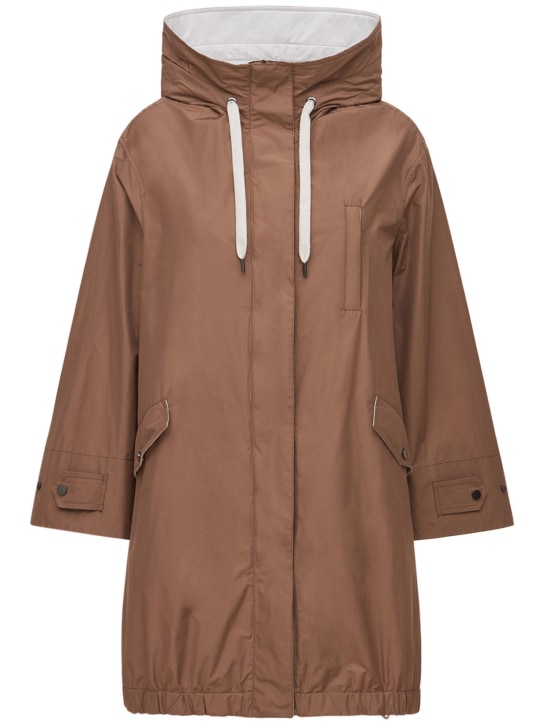 Brunello Cucinelli: Water-resistant taffeta parka - Brown - women_0 | Luisa Via Roma