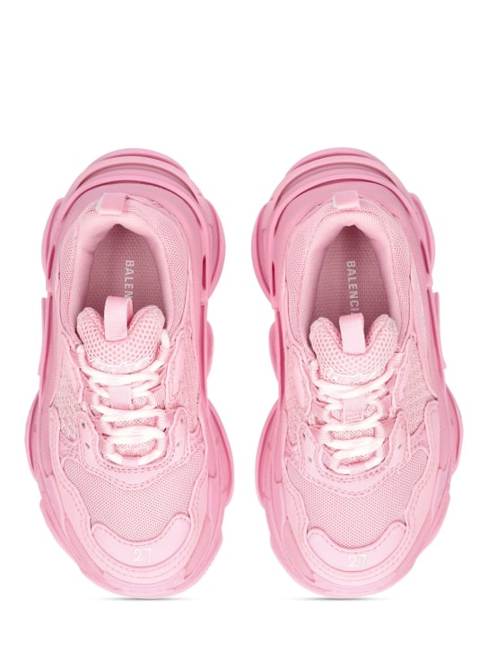 Balenciaga: Triple S faux leather lace-up sneakers - Light Pink - kids-girls_1 | Luisa Via Roma