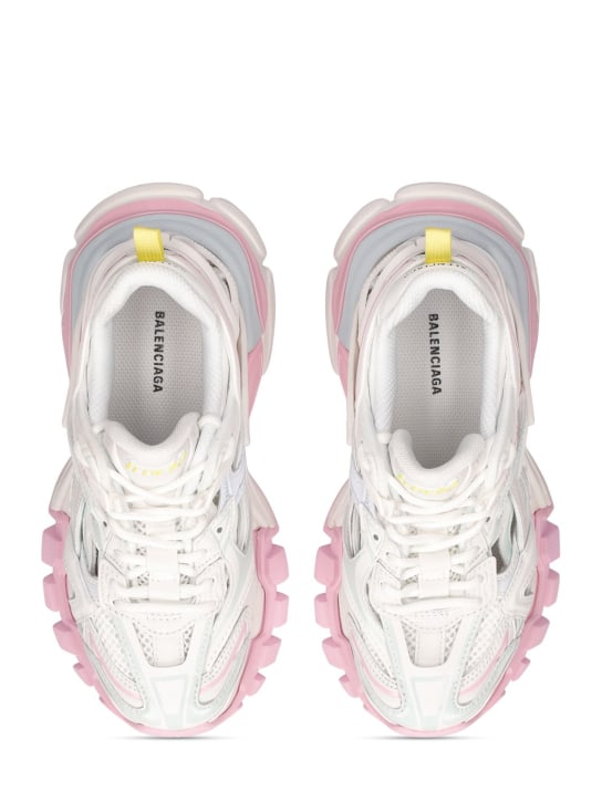 Balenciaga: Track.2 faux leather lace-up sneakers - White/Pink - kids-boys_1 | Luisa Via Roma