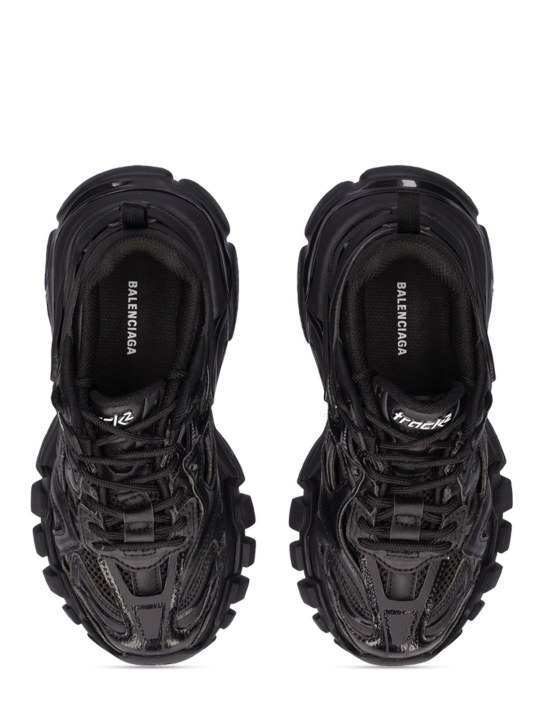 Balenciaga: Track.2 faux leather lace-up sneakers - Black - kids-girls_1 | Luisa Via Roma