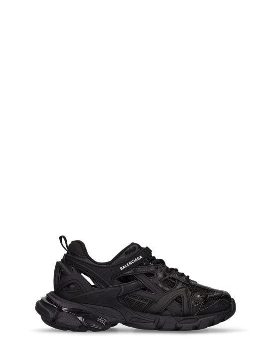 Balenciaga: Track.2 faux leather lace-up sneakers - Black - kids-girls_0 | Luisa Via Roma