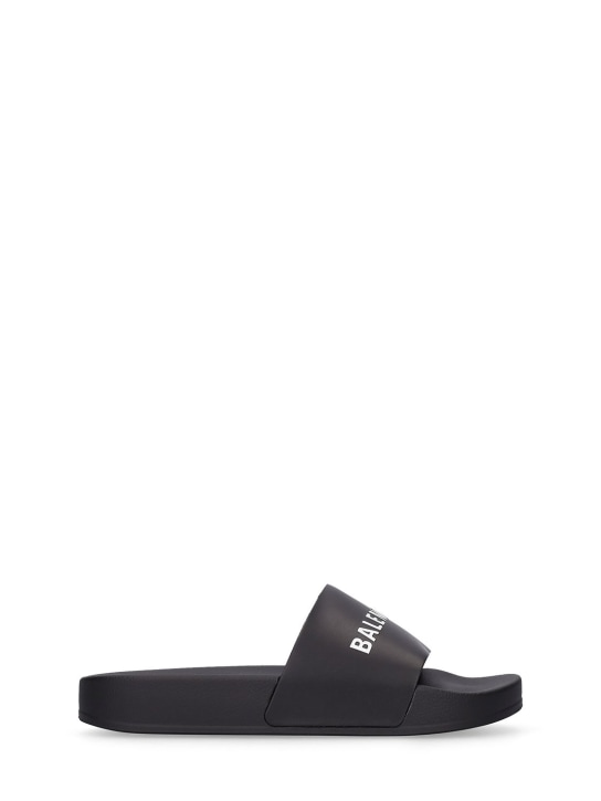 Balenciaga: Logo rubber slide sandals - Black - kids-boys_0 | Luisa Via Roma
