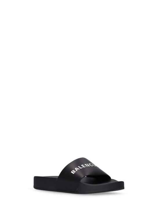 Balenciaga: Logo rubber slide sandals - Black - kids-girls_1 | Luisa Via Roma