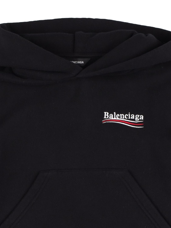 Balenciaga: Cotton hoodie w/ logo - Black - kids-boys_1 | Luisa Via Roma