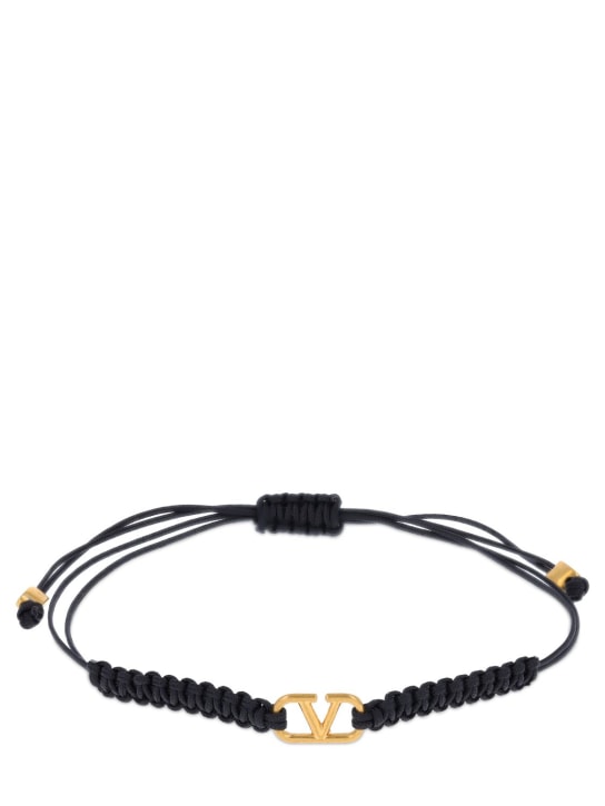 Valentino Garavani: V logo adjustable bracelet - Black - men_0 | Luisa Via Roma