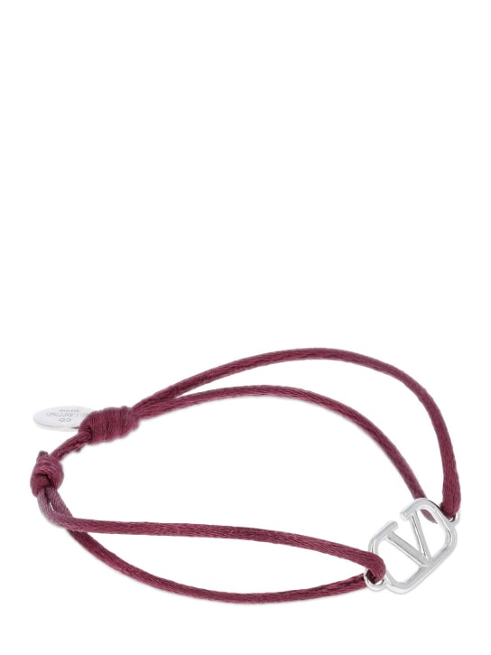 Valentino Garavani: V logo slim adjustable bracelet - Cherry Red - men_1 | Luisa Via Roma