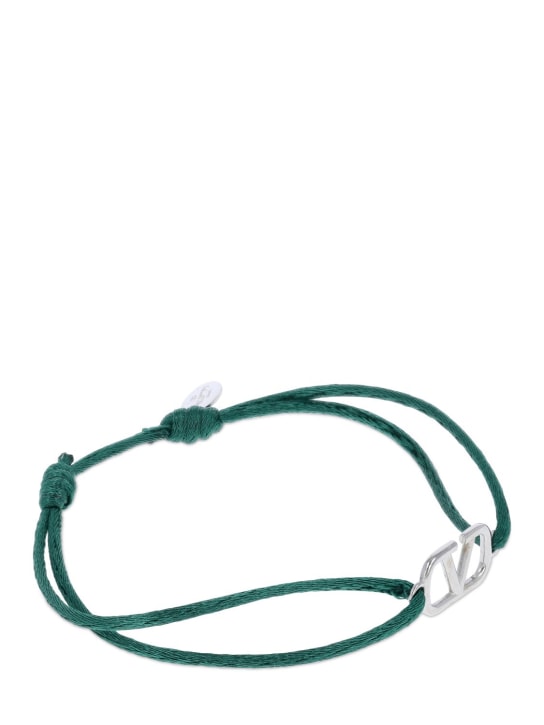 Valentino Garavani: Bracelet slim réglable V Logo - Vert - men_1 | Luisa Via Roma