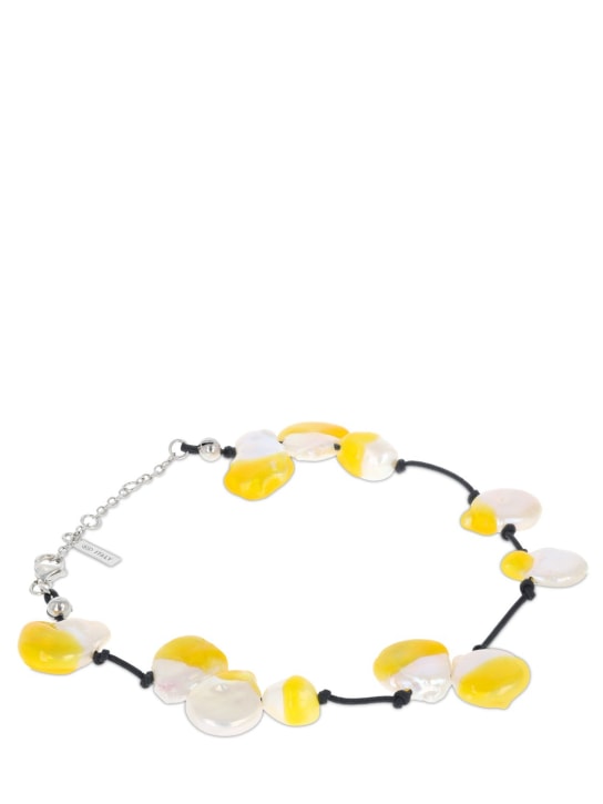 Panconesi: Bracelet cheville avec perles Vacanza - Blanc/Jaune - women_1 | Luisa Via Roma