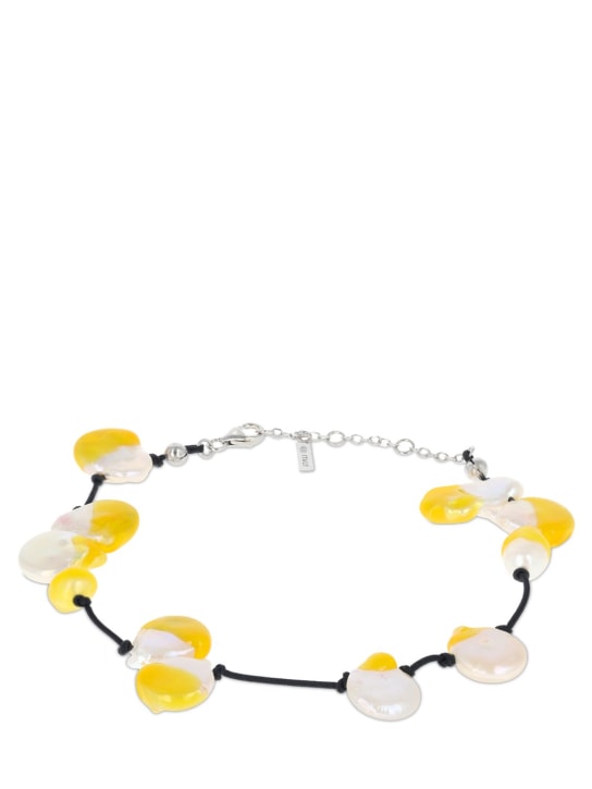 Panconesi: Bracelet cheville avec perles Vacanza - Blanc/Jaune - women_0 | Luisa Via Roma