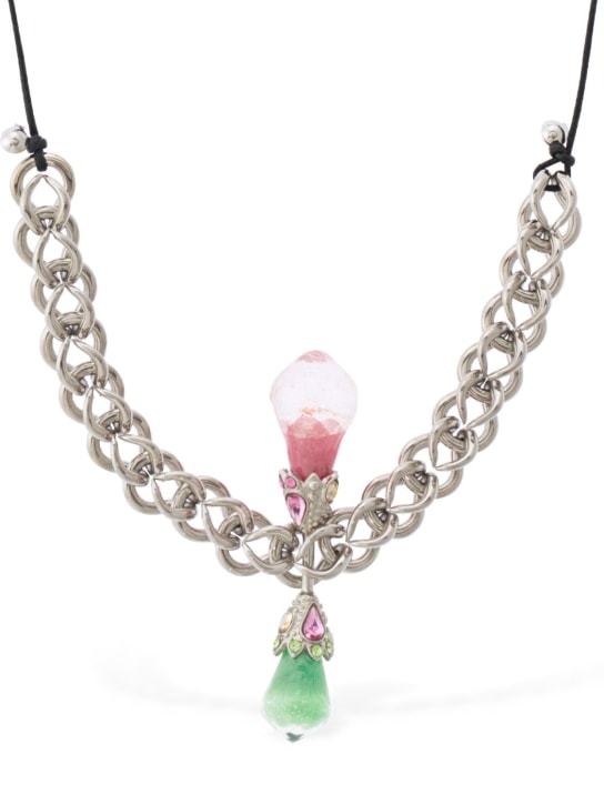 Panconesi: Chenille chain necklace - Multi/Silver - women_1 | Luisa Via Roma