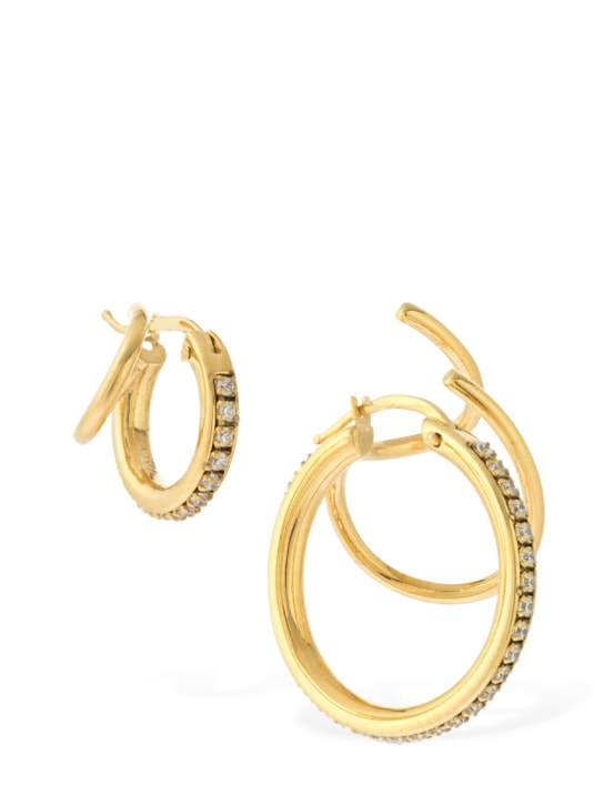 Panconesi: Stellar mismatched crystal hoop earrings - Gold/Crystal - men_1 | Luisa Via Roma