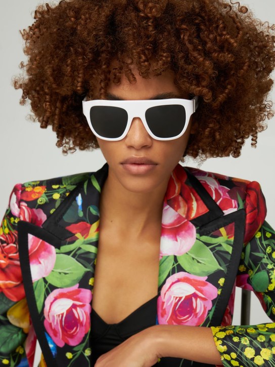 Dolce&Gabbana: Tradizione squared acetate sunglasses - White/Black - women_1 | Luisa Via Roma
