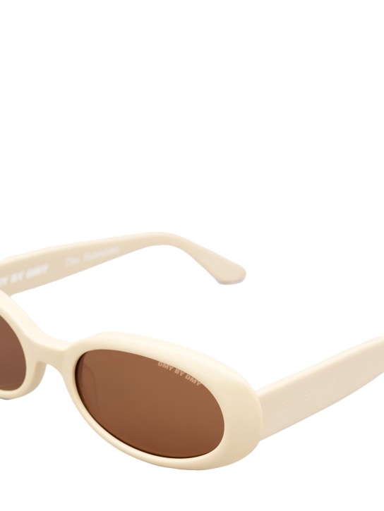 DMY Studios: Valentina oval acetate sunglasses - Ivory/Brown - women_1 | Luisa Via Roma