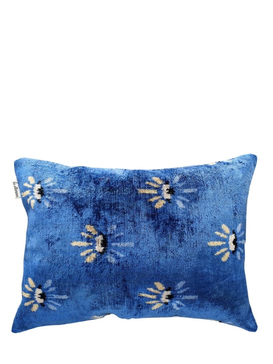 Les Ottomans: Cotton velvet cushion - Blue - ecraft_0 | Luisa Via Roma