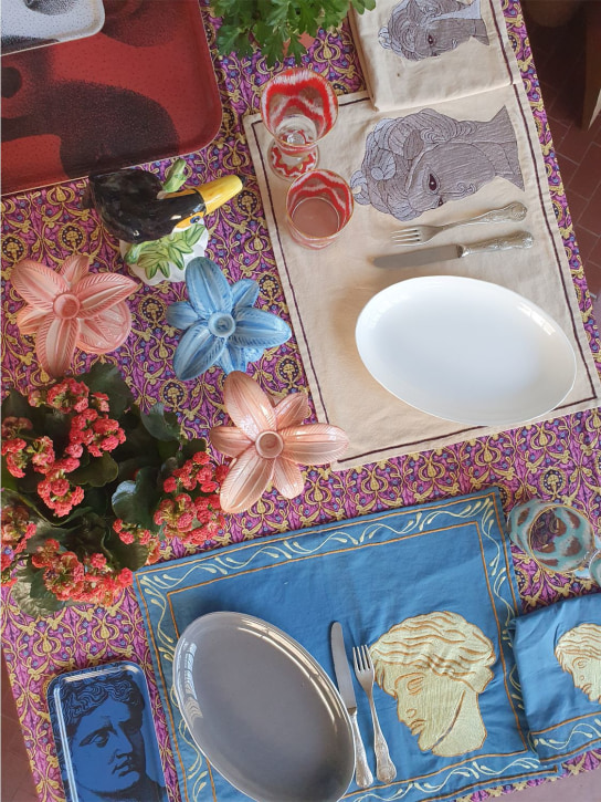 Les Ottomans: Set de table avec serviette - Bleu - ecraft_1 | Luisa Via Roma