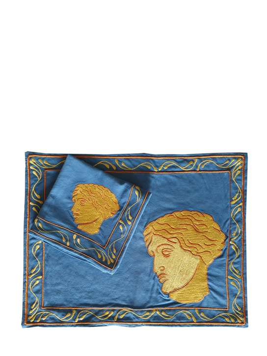 Les Ottomans: Cotton placemat w/ napkin - Blue - ecraft_0 | Luisa Via Roma