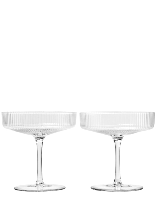 Ferm Living: Set di 2 bicchieri da champagne Ripple - Trasparente - ecraft_0 | Luisa Via Roma