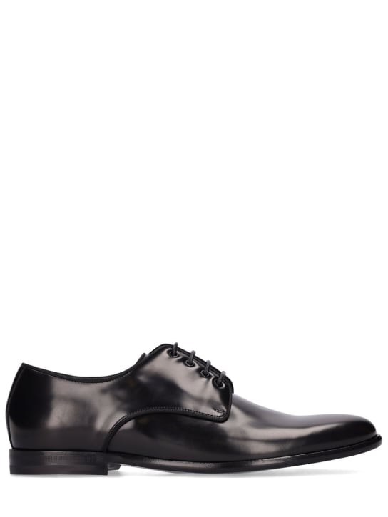 Dolce&Gabbana: Antik leather derby shoes - Black - men_0 | Luisa Via Roma
