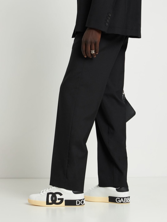Dolce&Gabbana: Portofino deri spor ayakkabı - Beyaz/Siyah - men_1 | Luisa Via Roma