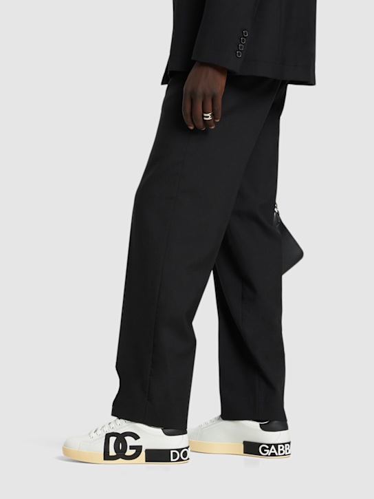 Dolce&Gabbana: Portofino leather low sneakers - men_1 | Luisa Via Roma