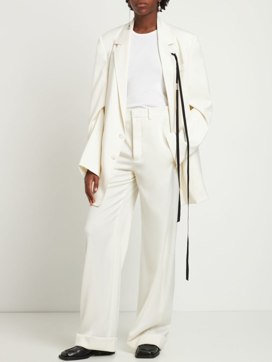 Ann Demeulemeester: Belinda wool satin mid rise wide pants - White - women_1 | Luisa Via Roma