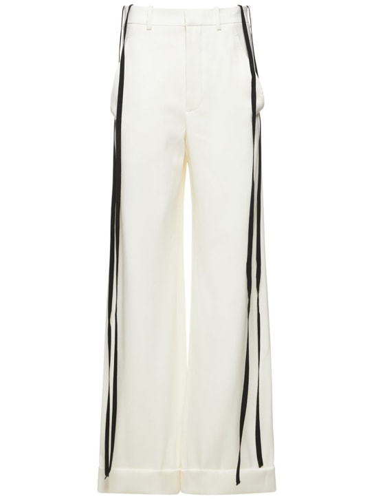 Ann Demeulemeester: Belinda wool satin mid rise wide pants - White - women_0 | Luisa Via Roma