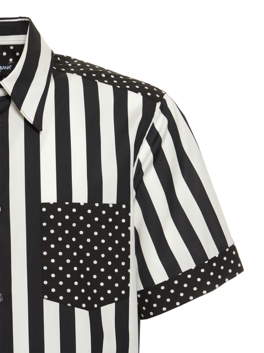 Dolce&Gabbana: Camicia in cotone patchwork stampato - men_1 | Luisa Via Roma